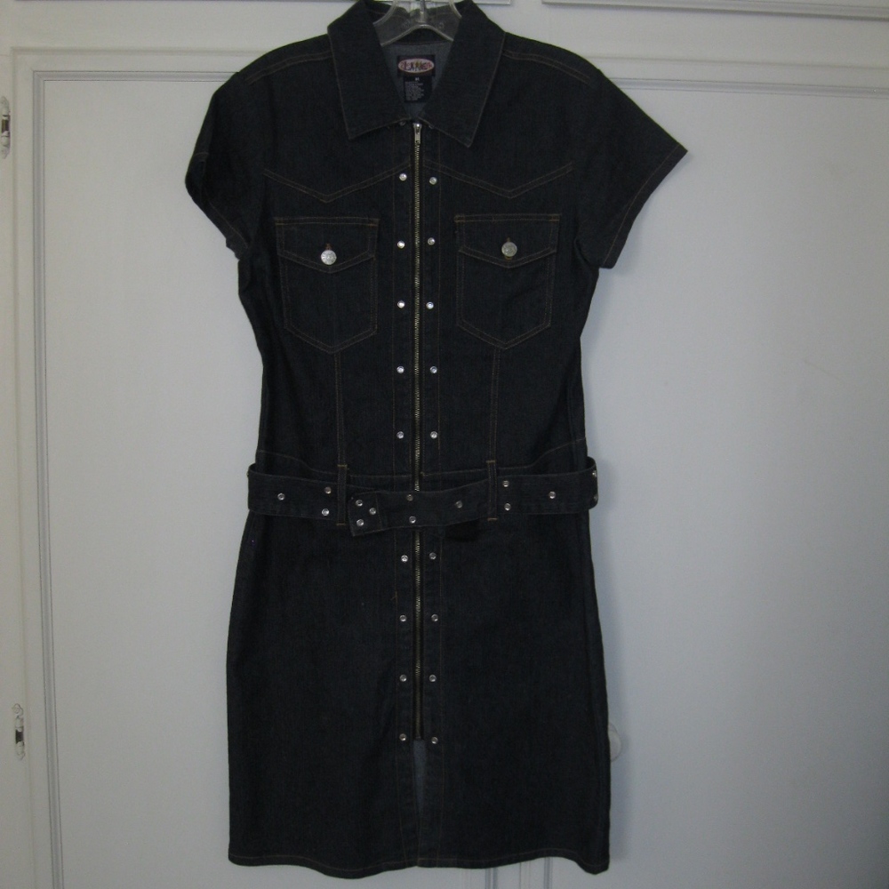 Vintage Zoey beth zip-up denim dress, Sz S